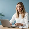Weiterbildungskredit Frau Laptop